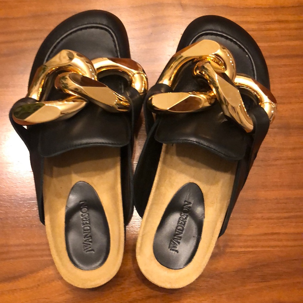 JW Anderson Chain Embellished Black Mules Size 41
